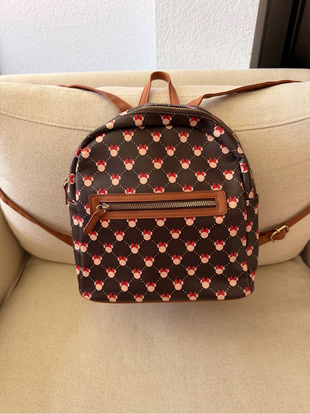 Disney Minnie Mouse Backpack Faux Leather EUC